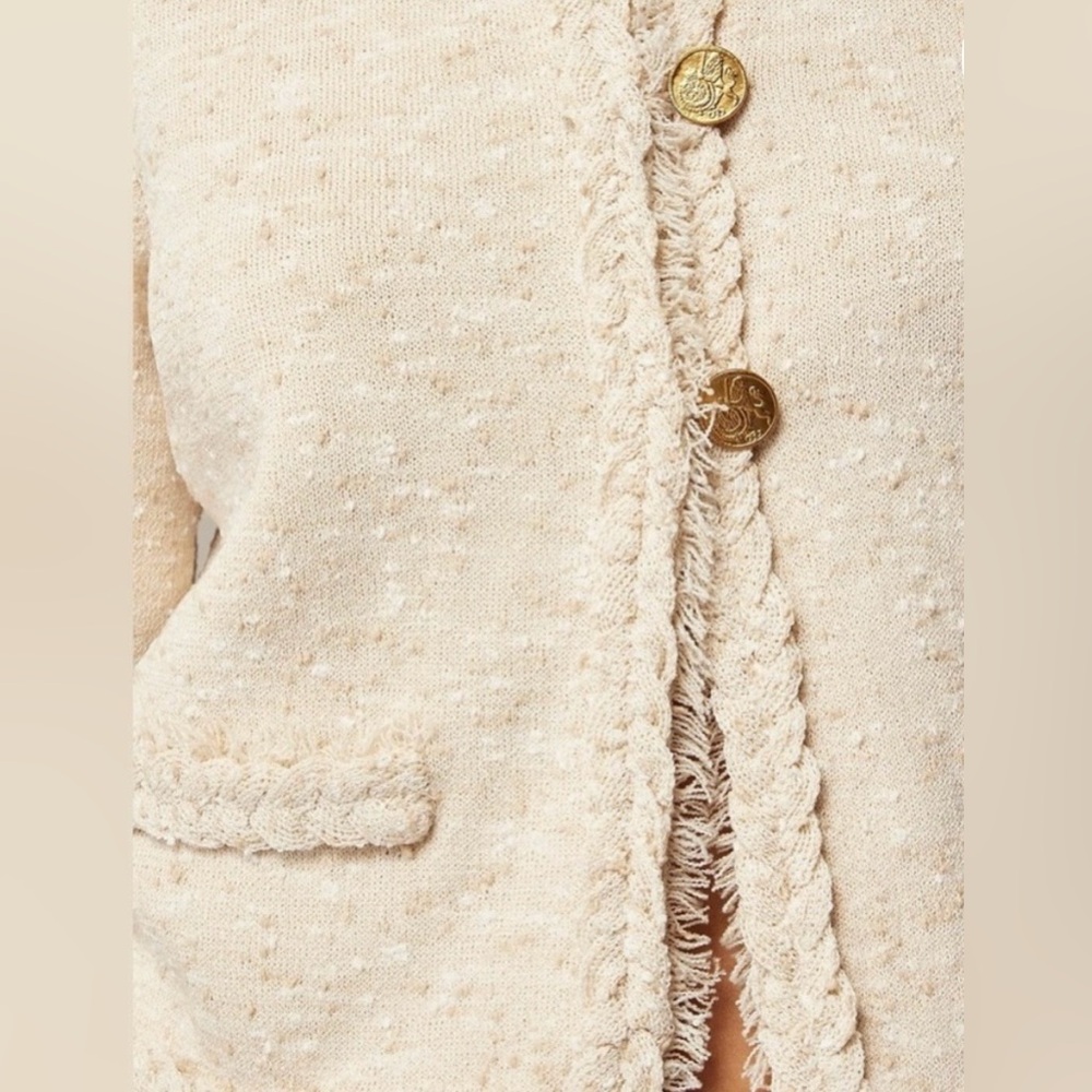 J. Crew Marled Fringe Trim Sweater Lady Jacket in Ivory Size XL. NWT - Picture 2 of 12